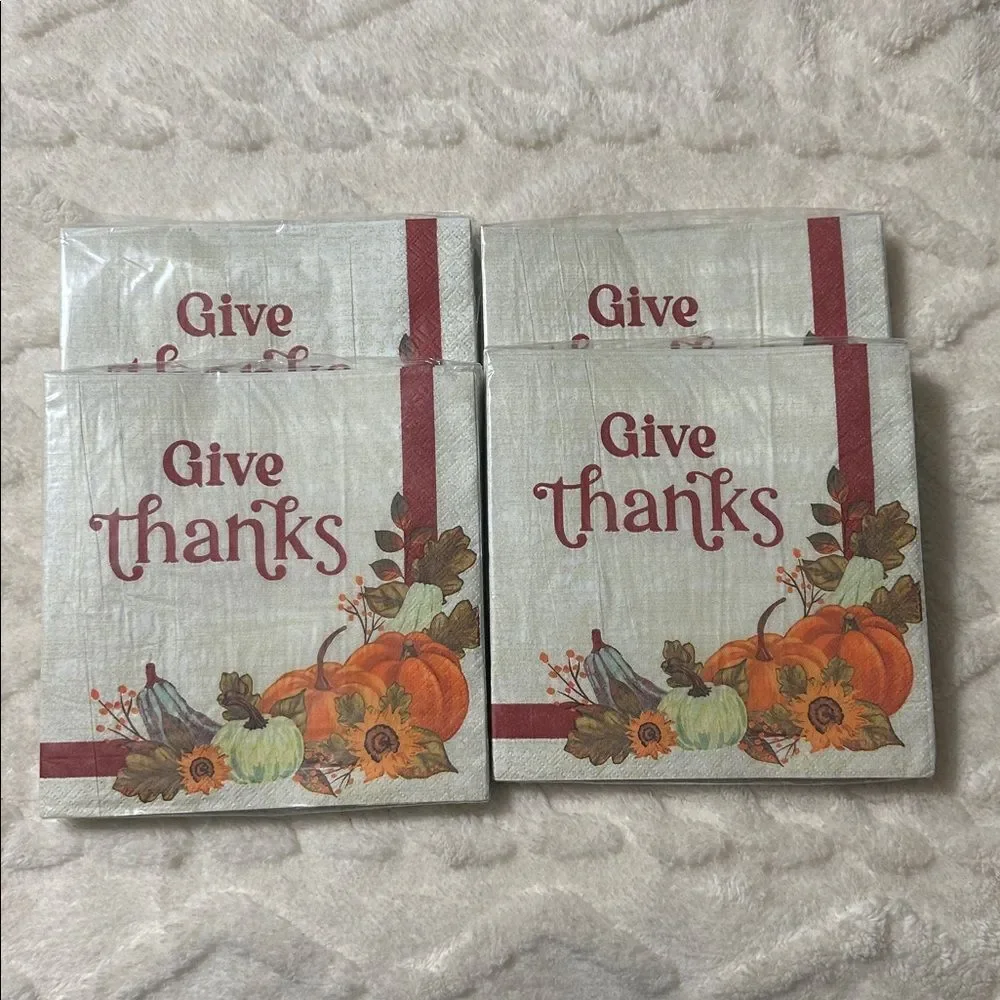 Greenbrier Give Thanks Thanksgiving Square Shaped Napkins 24 x 4 packs